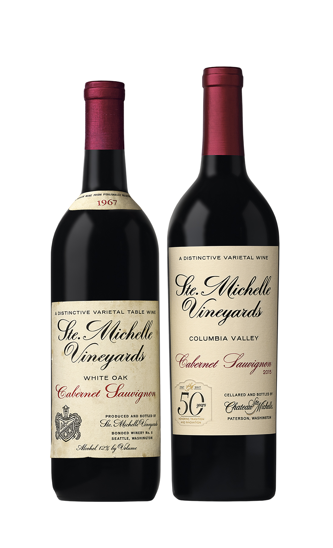 Chateau Ste Michelle 50th Anniversary Wine Cabernet Merlot Red Wine Glasses 8