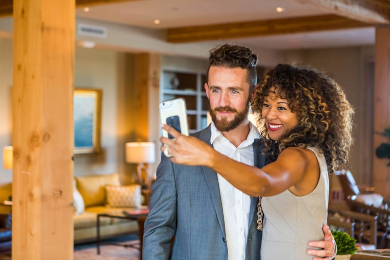Couple taking a selfie at the Lodge